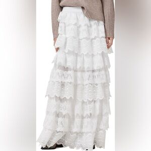 All Saints White Lace Maxi Skirt